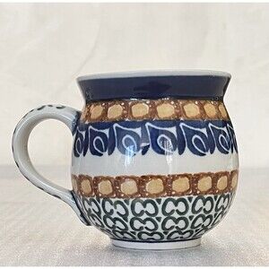 Original Polish Pottery Bubble Mug Hand Made Signed Numbered 12 oz Authentic